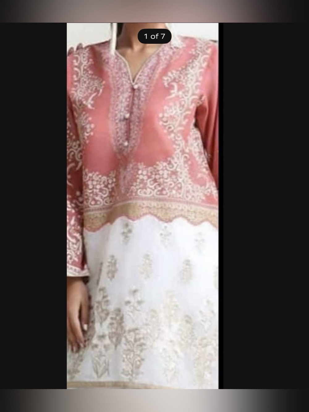Sana Safinaz cream embroidered kurta
